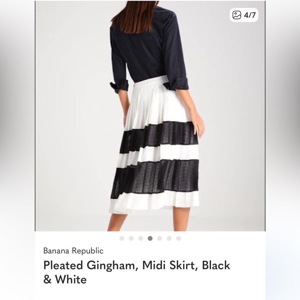 Banana Republic Black and White Striped Midi Skirt